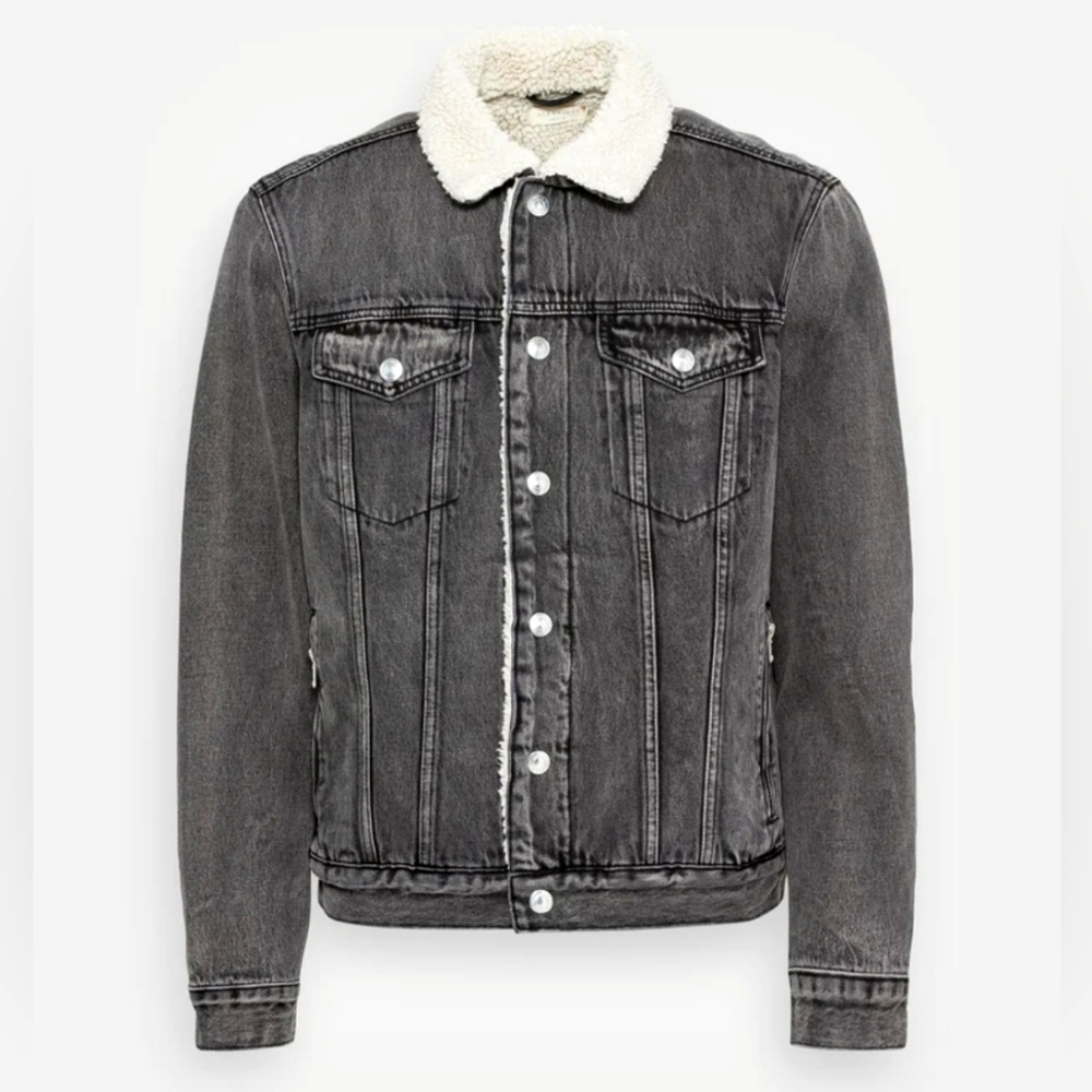 NWT Allsaints Fern Sherpa Lined Denim Jacket